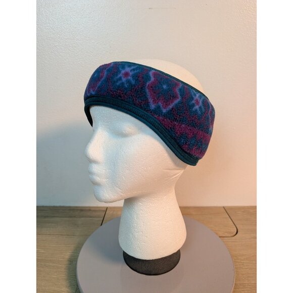 Vintage LL Bean Fleece Headband Blue Green Raspberry Argyle Pattern Ski USA Made - Picture 4 of 5